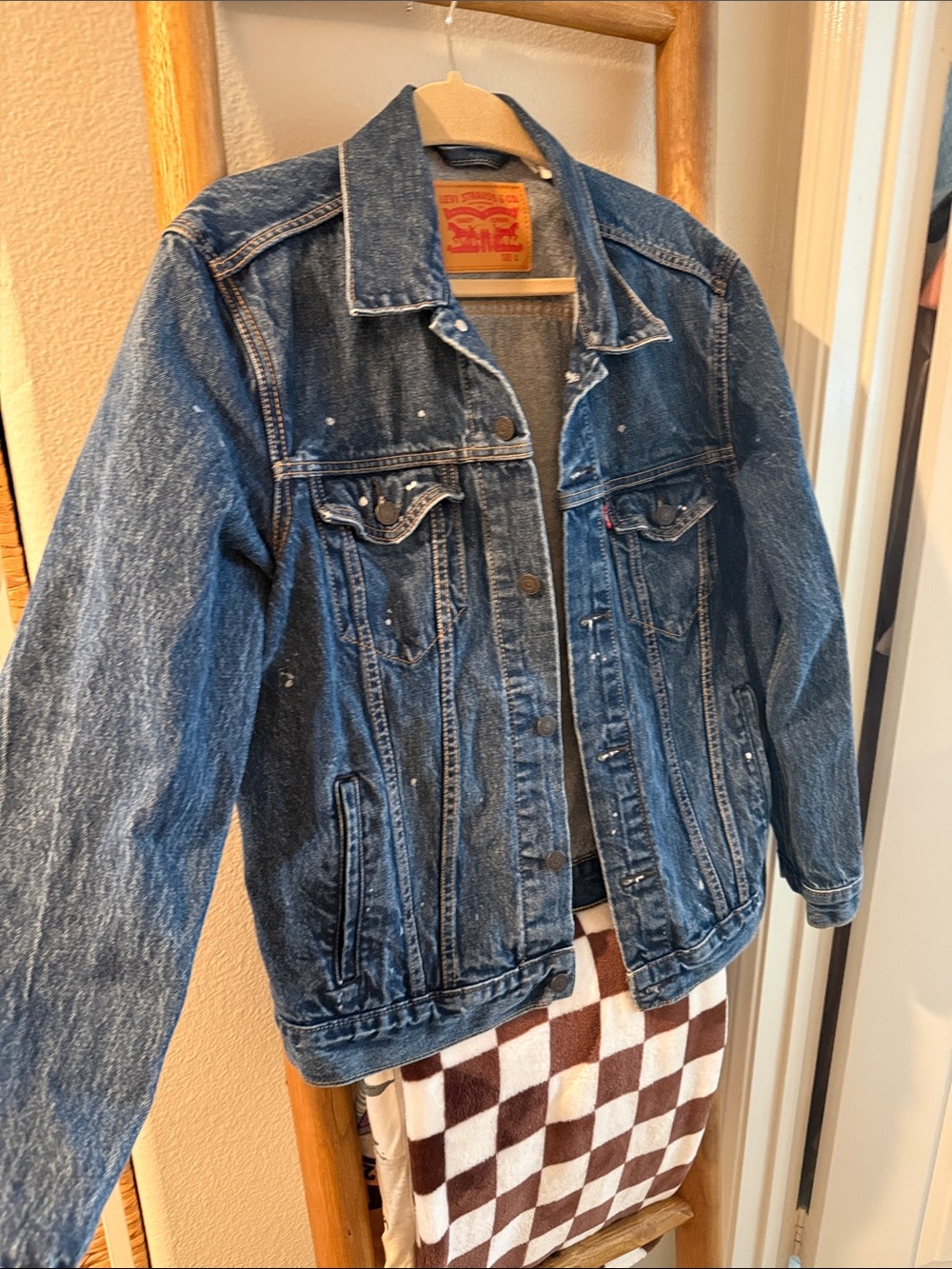 Levi's Dark Blue Denim Jacket with Paint Flecks